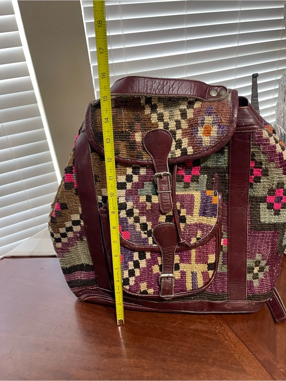 VTG Turkish Kilim Leather Trim Backpack